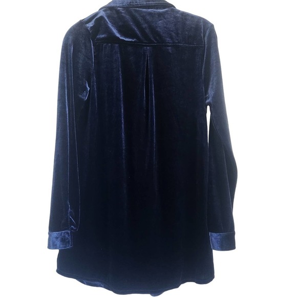 NWT Superdown Velvet Buttondown Shirt Dress in Navy Size XXS - Picture 6 of 6